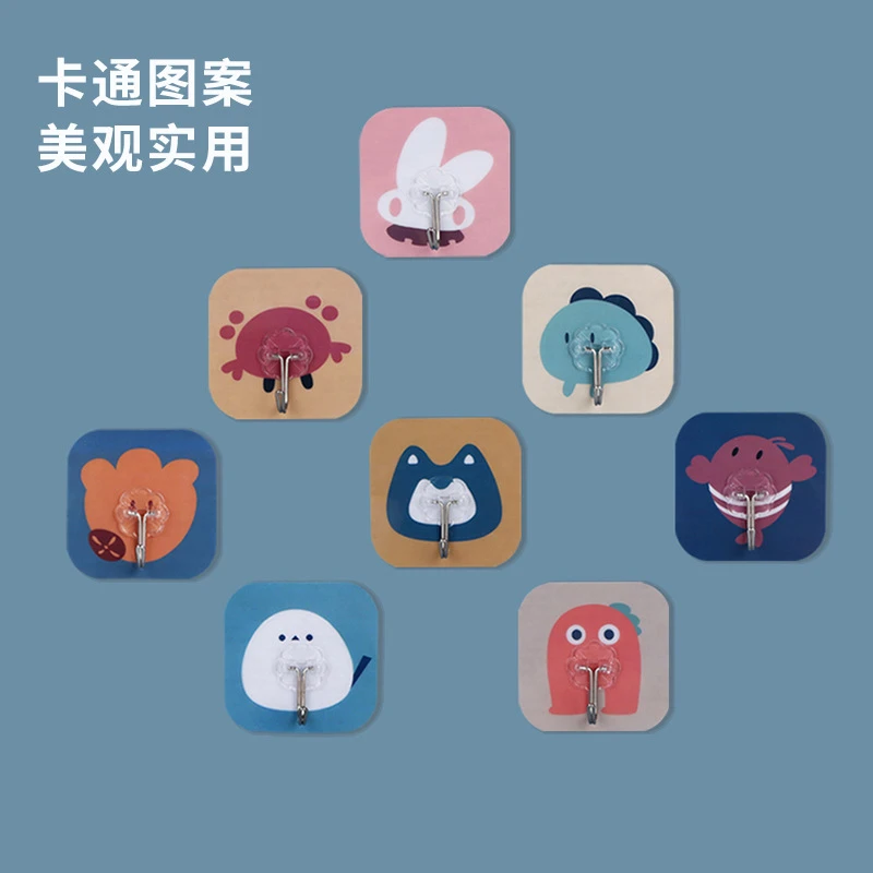 家用厨房墙壁门后粘贴可爱免打孔无痕粘钩多功能加厚强力粘胶挂钩