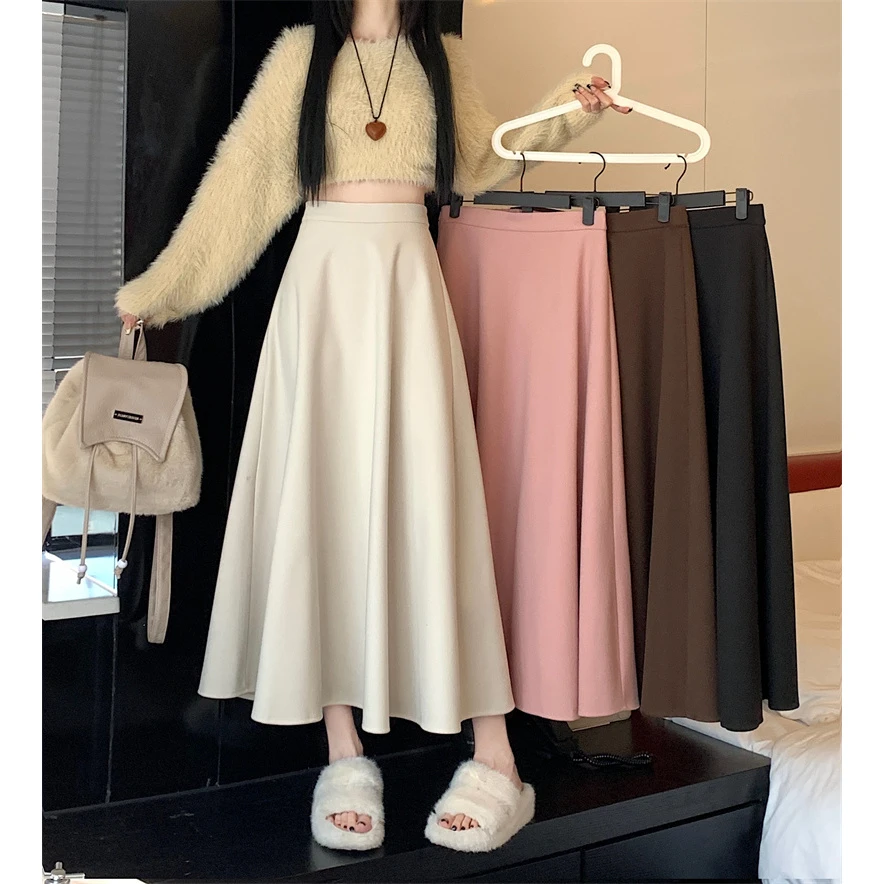 【贝蒂】高腰毛呢半身裙2024秋季胖mm百搭显瘦a字裙子小众长裙女