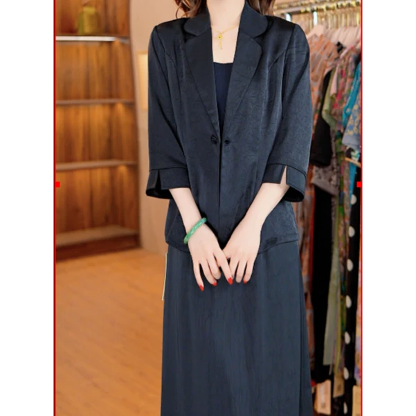 1659-21新款舒适时尚西装（黑黄）