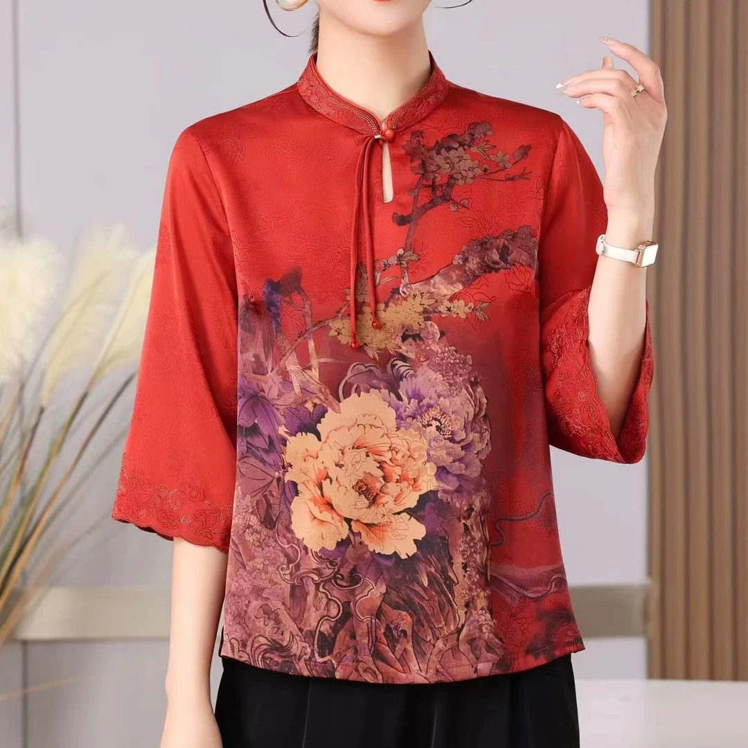 3-021-11（红）新款舒适时尚印花小衫上衣
