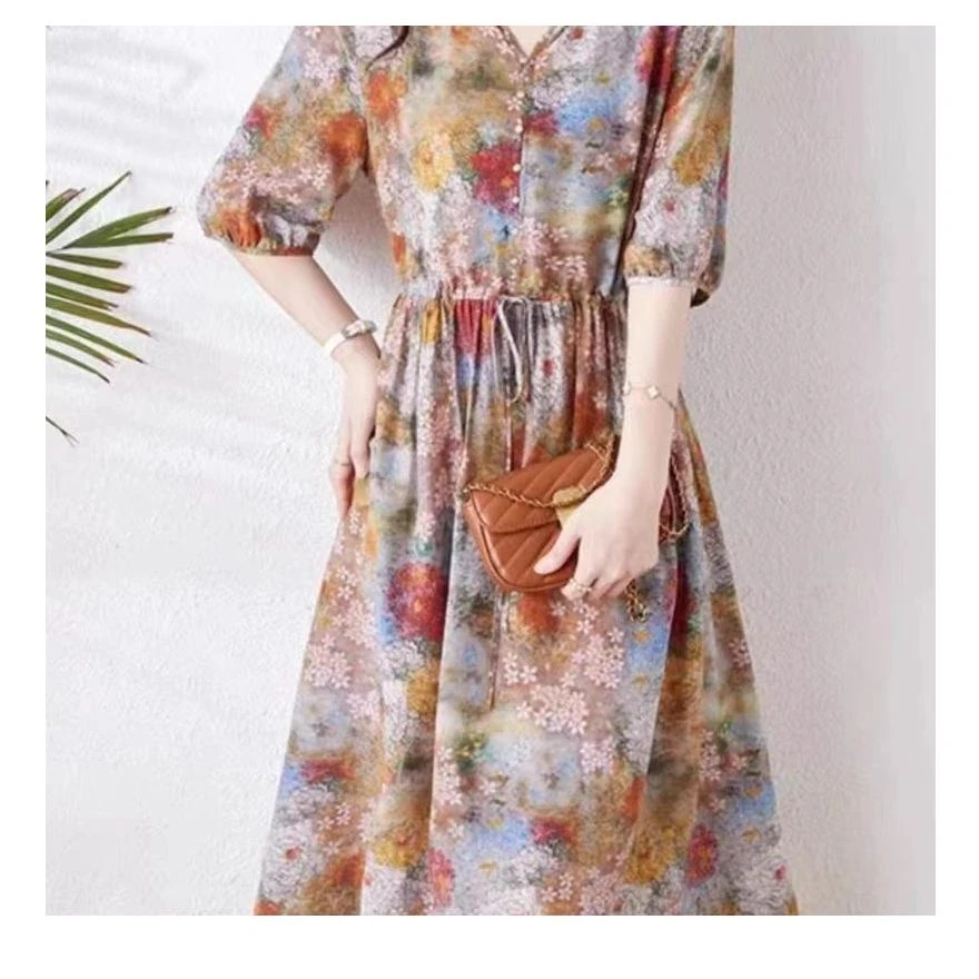 9-2307-25新款时尚印花连衣裙