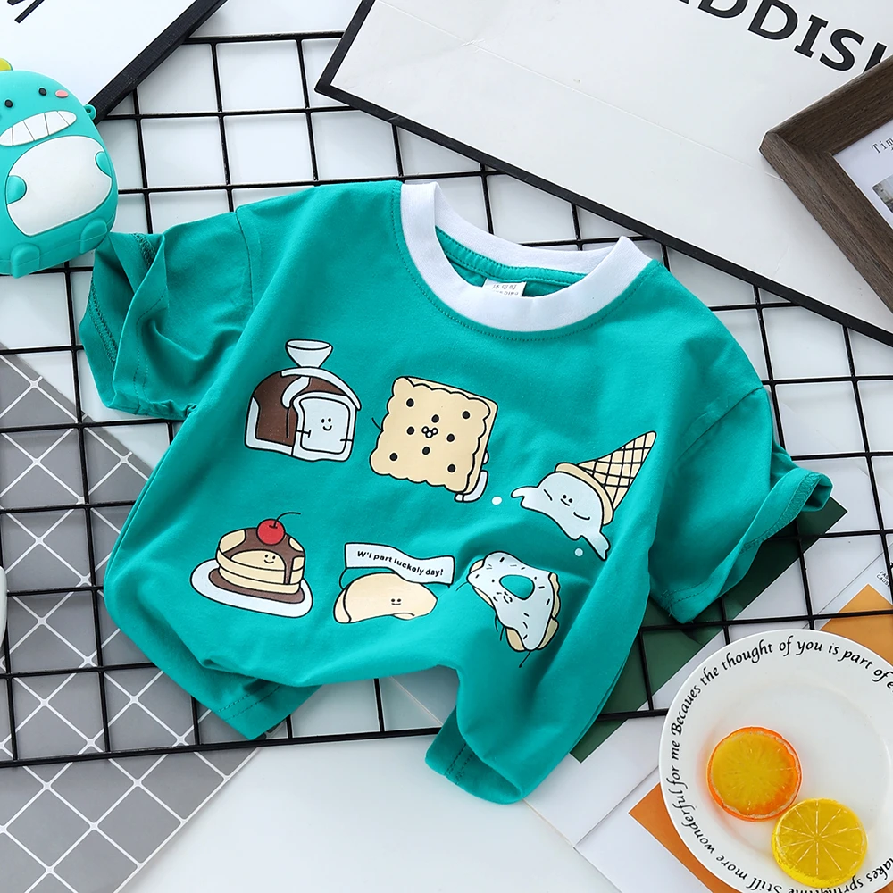 100%纯棉儿童t恤韩版蛋糕甜品上衣洋气甜美宝宝 夏季半袖百搭潮款