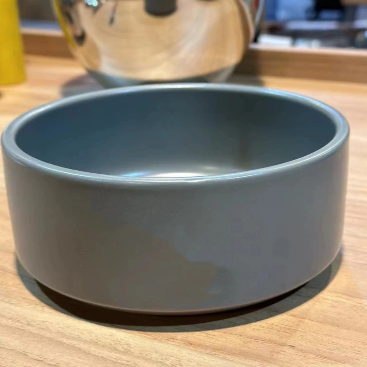 出德国手工陶瓷【O】宠物碗—极致灰