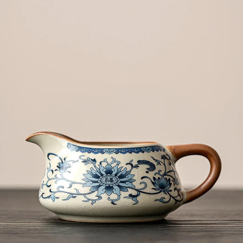 家用新款公道杯青花汝窑茶具单个轻奢高端分茶器高级茶水分离茶海