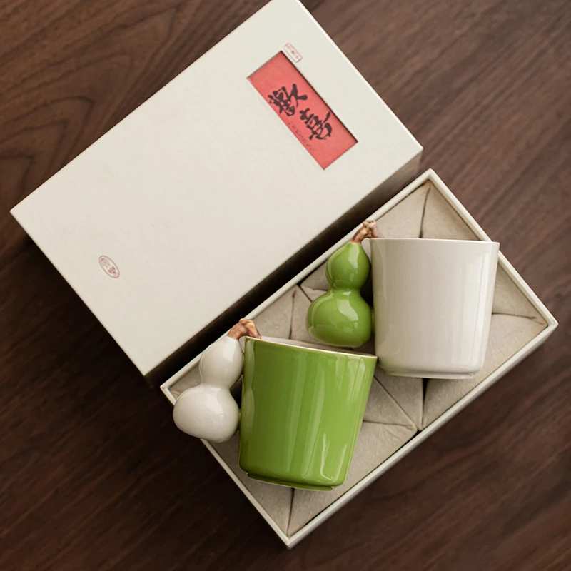 创意情侣马克杯葫芦办公杯陶瓷对杯办公室茶杯品茗杯咖啡杯礼盒装
