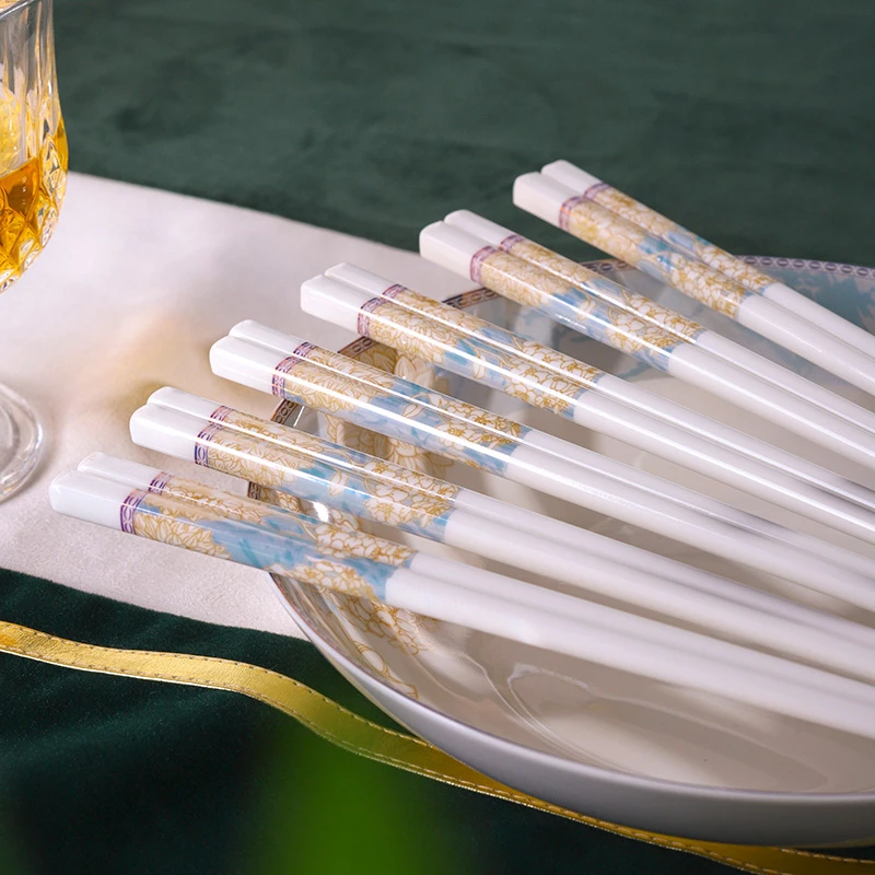 时光漫步筷子10双景德镇陶瓷筷子家用防霉网红高档创意清洗中式