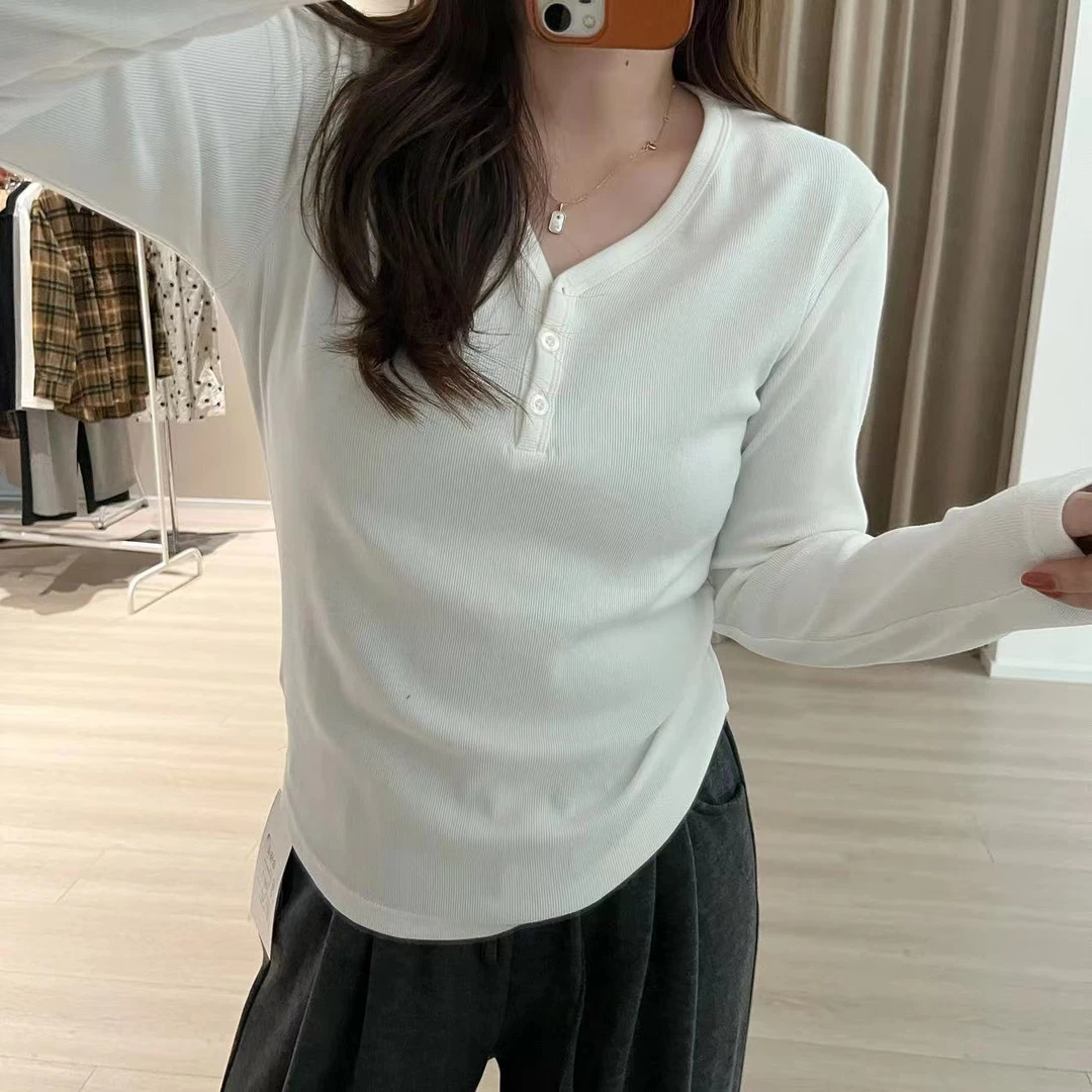 女装2025秋冬新款韩版圆领百搭休闲设计感长袖T恤上衣女