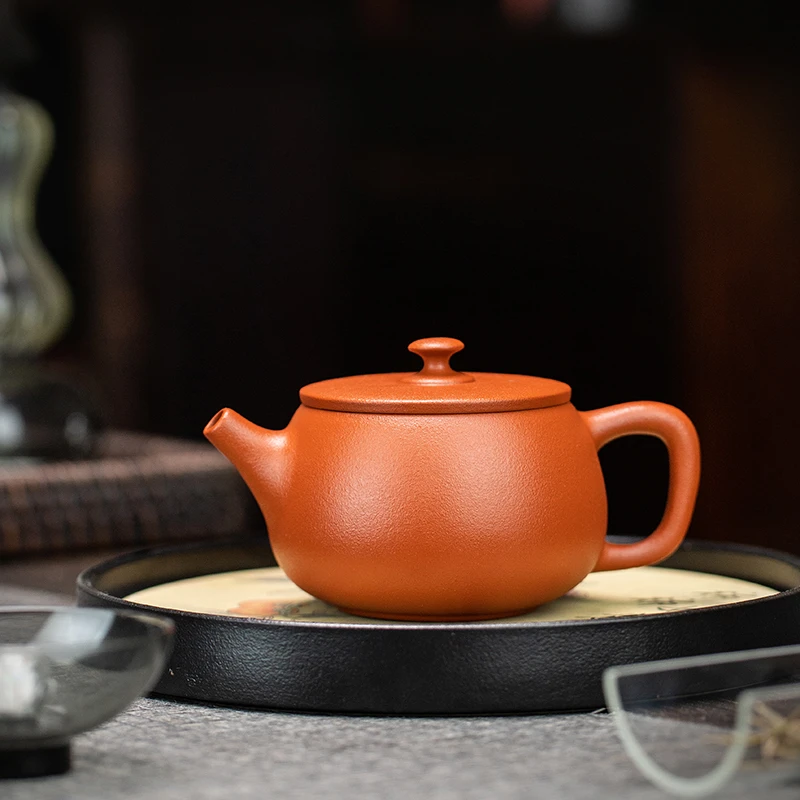 朱泥紫砂旋转壶可提可转凤鸣壶半手工大容量西施壶汉瓦飞机茶壶