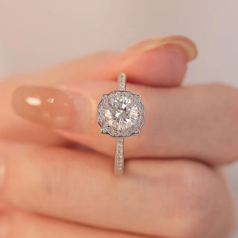 925银莫桑石戒指 海家一克拉戒指婚戒时尚