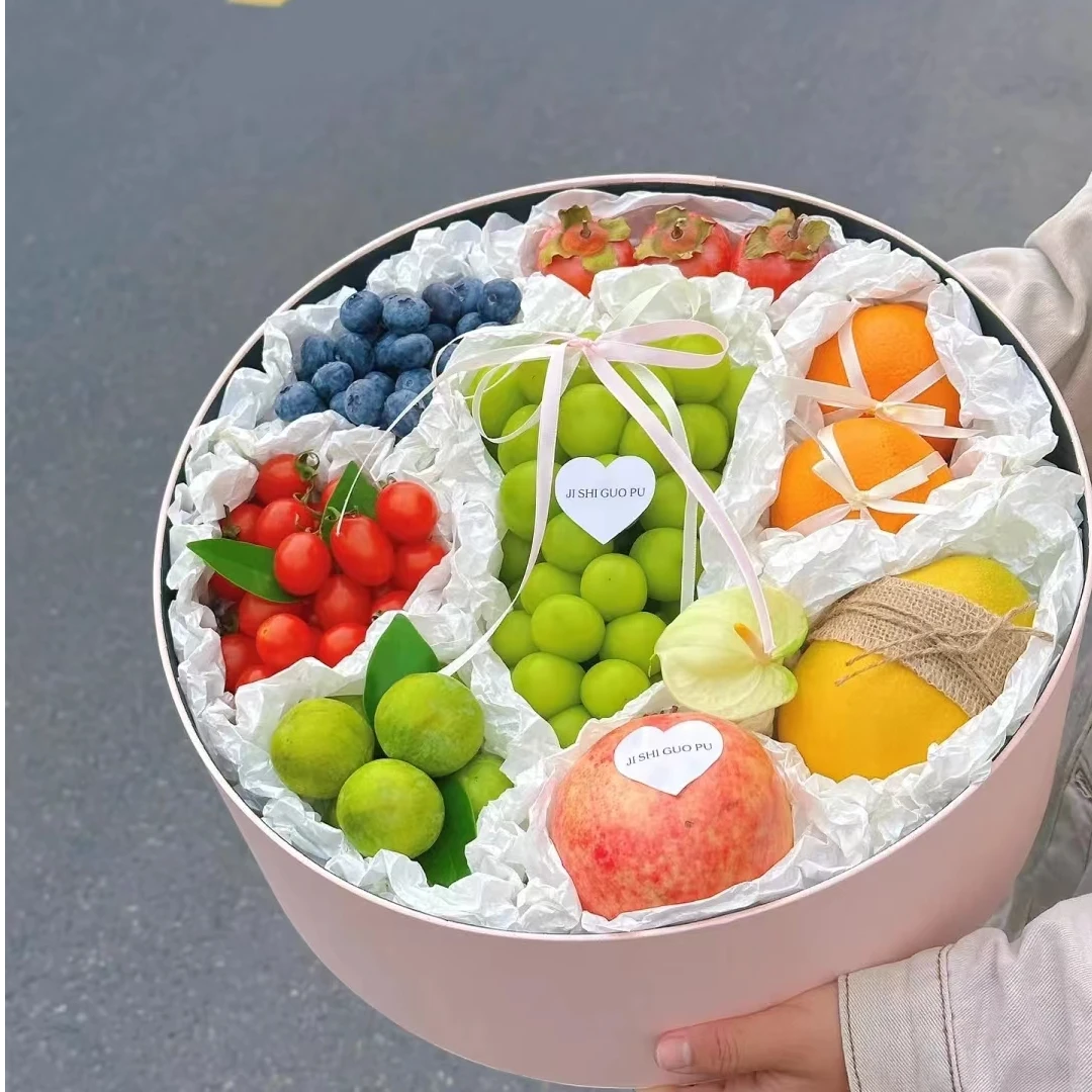 花店专用圆形开窗透明水果鲜花礼盒防水抱抱桶玫瑰包装盒