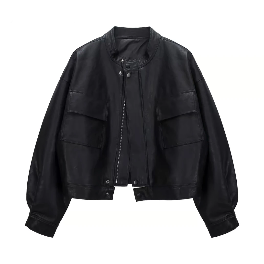皮夹克外套皮衣女外套气质长袖网红时尚休闲黑色春季ins小个子
