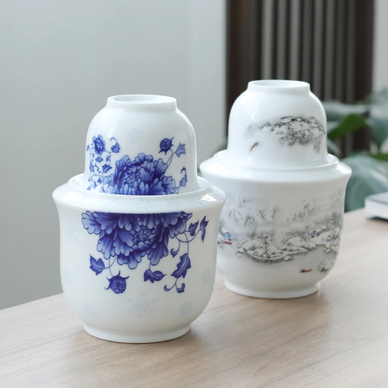 陶瓷温酒壶烫酒壶煮酒加热暖酒分酒器半斤装白黄酒酒具酒杯套装