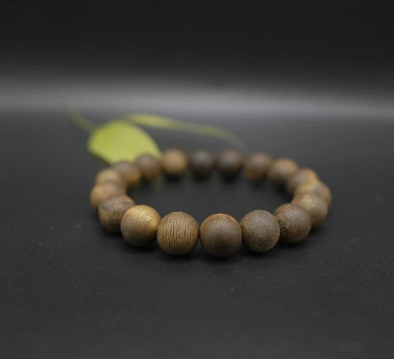 H007海南沉香 白棋楠1.0圆珠单圈手串沉水