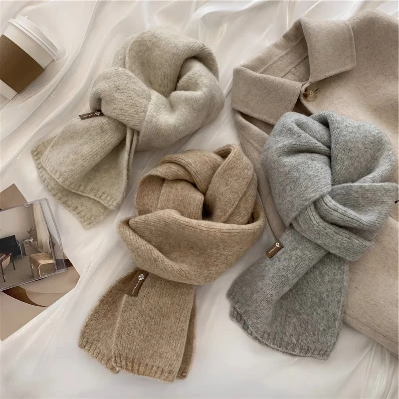 ins围脖//奶茶色短款羊驼围巾