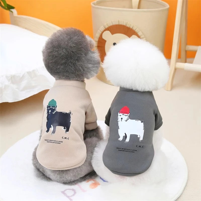 小狗狗衣服秋冬季两脚加绒款卫衣泰迪猫咪比熊博美小型犬宠物服装