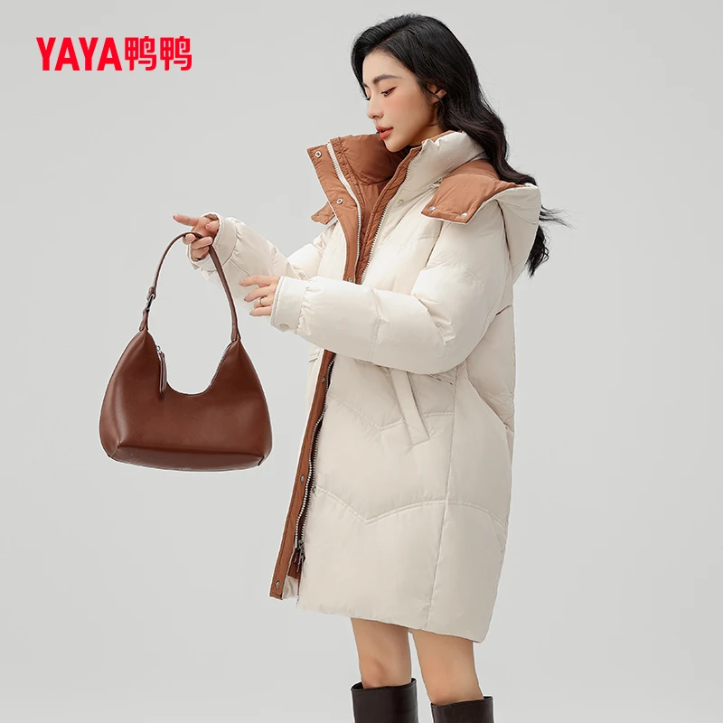 鸭鸭羽绒服女冬季2023年冬季新款可拆卸帽休闲时尚百搭保暖外套XC