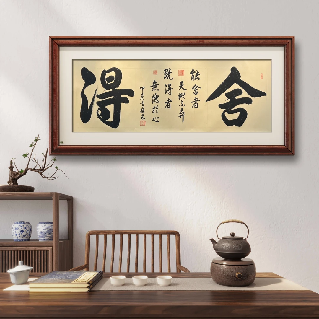 【舍得】齐振家书法200*70cm仿古洒金卷轴手写作品
