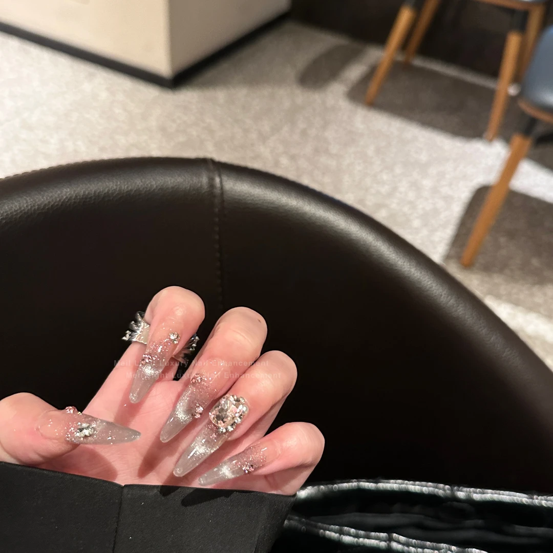 「酒渍玫瑰」MeiL | 33加长尖圆/加长梯 纯手工定制  /可拆卸穿戴甲