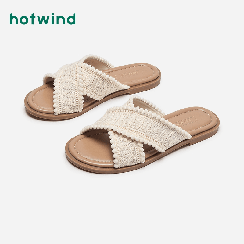 Hotwind/热风夏显瘦小香风仙女女士时尚外穿暴走平底拖鞋H51W4220