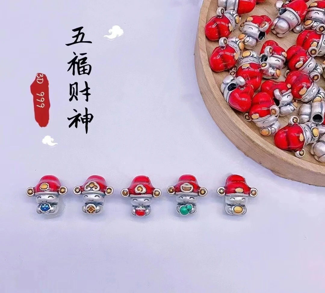 足银戒指 足银999财神戒指3D硬银手工DIY闺蜜礼物