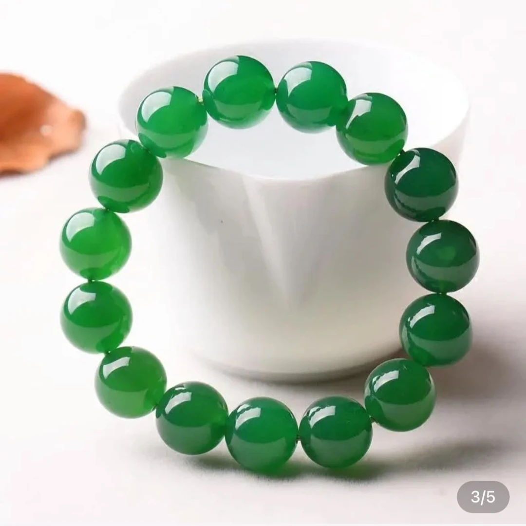 绿色天然玛瑙手链女单三圈散佛珠串男女款情侣民族风本命年首饰品