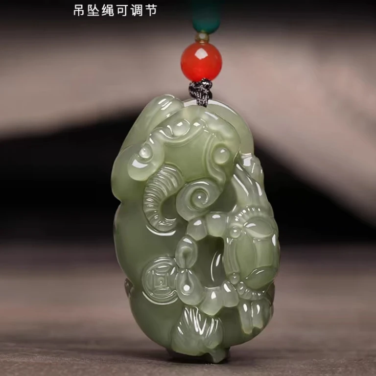 宛百福和田玉青玉霸王貔貅吊坠招财貔恘皮丘玉石男女项链玉坠挂件