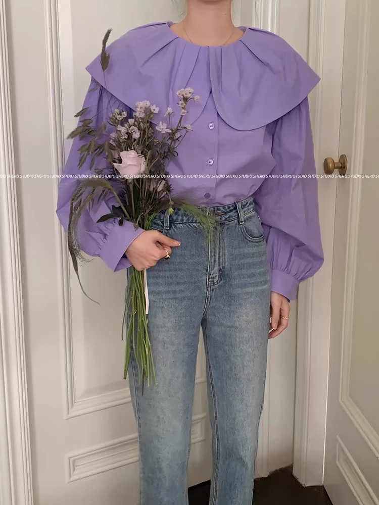 编码（001-100）下单纾儿女装娃娃领泡泡袖时尚韩版设计感衬衣