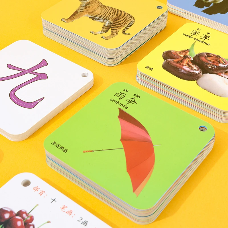 撕不烂0—6岁宝宝早教启蒙识字识图物卡片双面加厚益智认知卡儿童