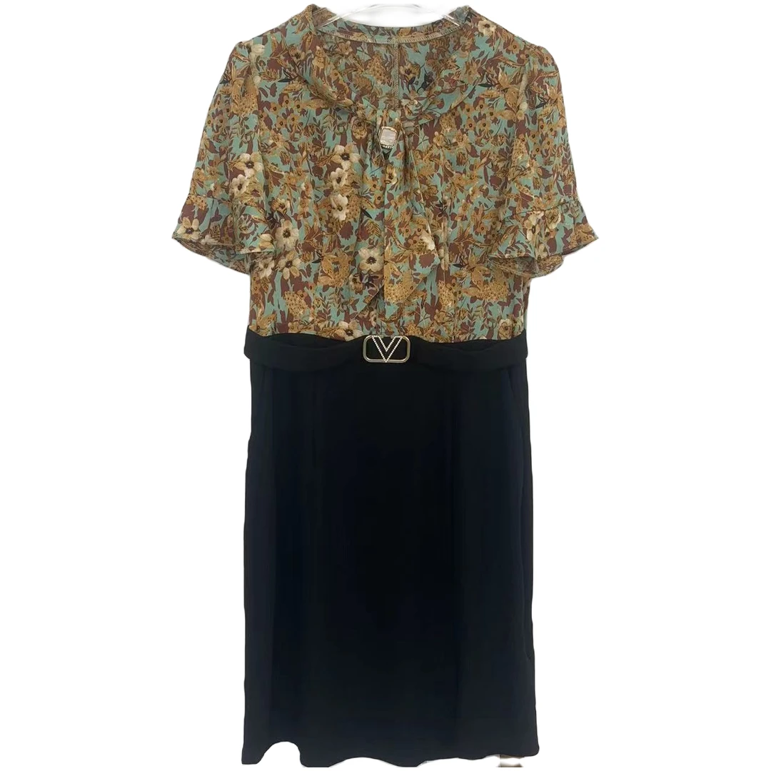 F22613夏季2023新款轻奢碎花时尚气质显瘦减龄收腰假两件连衣裙