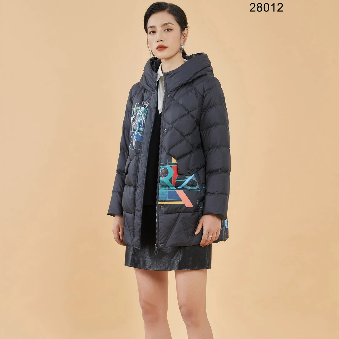 F28012爆款正品长款气质高端羽绒服加厚保暖过膝
