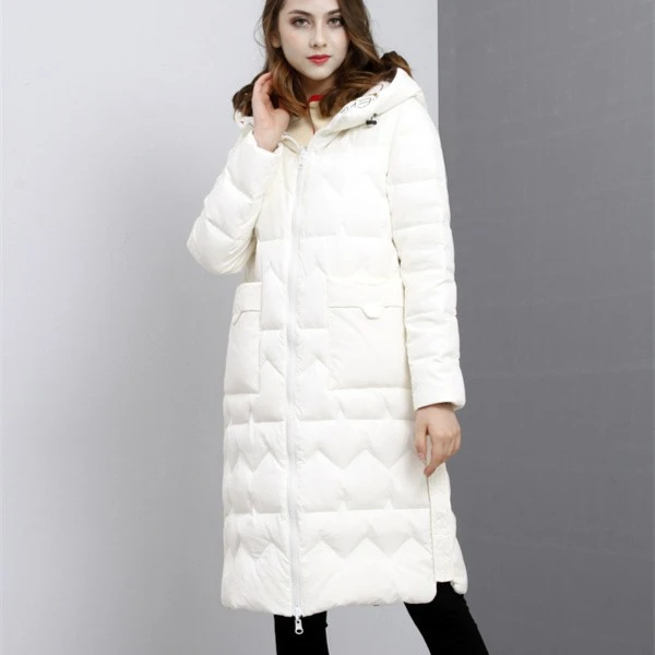 F08061商场正品高货气质连帽双面90白鸭绒羽绒服中长冬 爆款福利