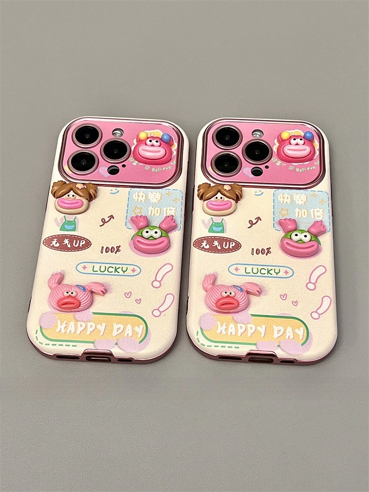 搞怪立体香肠嘴小怪兽女孩iphone15promax苹果14手机壳11新13卡通