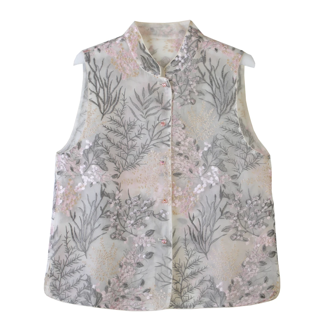 【徐姐高定】珊瑚花刺绣马甲 5524