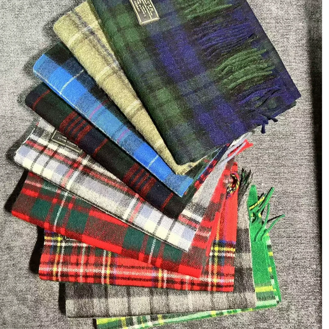 内蒙古一百分羊毛冬季保暖围巾英伦格经典秋冬