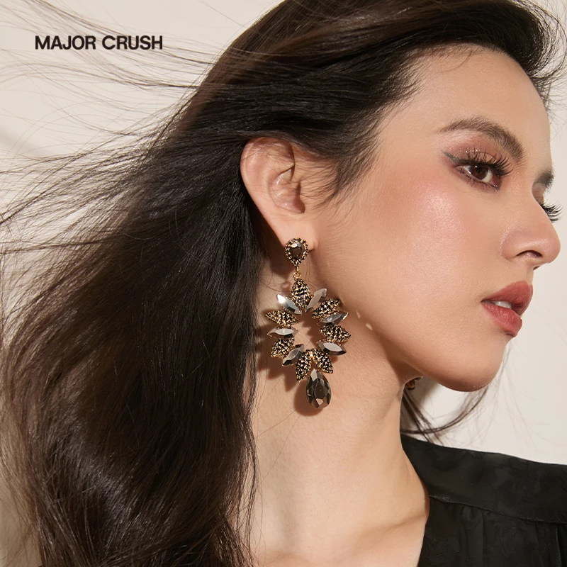 MAJOR CRUSH轻奢时尚百搭个性气质设计师新款黑色饰品R-1002