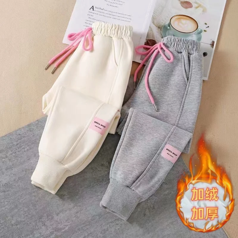 女童运动裤春秋款加绒加厚女童女孩中大童洋气运动裤卫裤女童裤