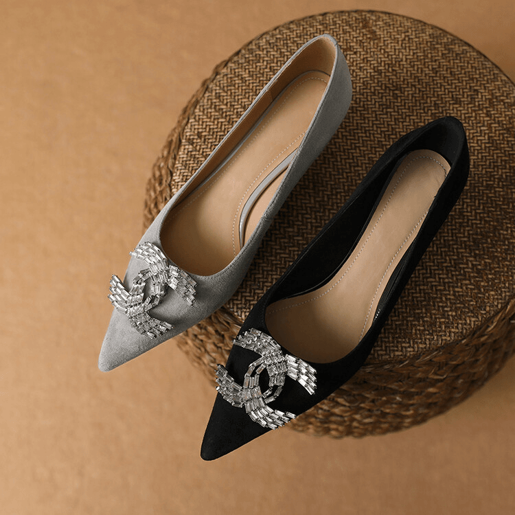 LYH/2024款百搭黑色春季粗跟尖头浅口低跟轻奢气质通勤单鞋9016