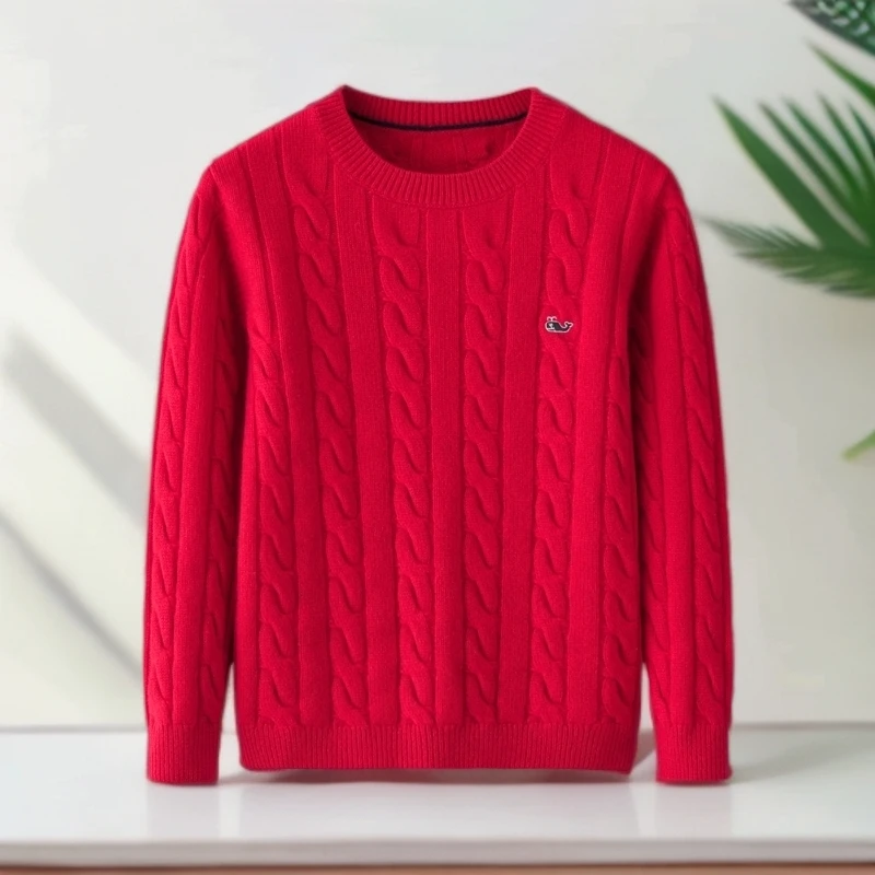 雍致-纯山羊绒圆领绞花男女孩秋冬款简约大方保暖套头衫