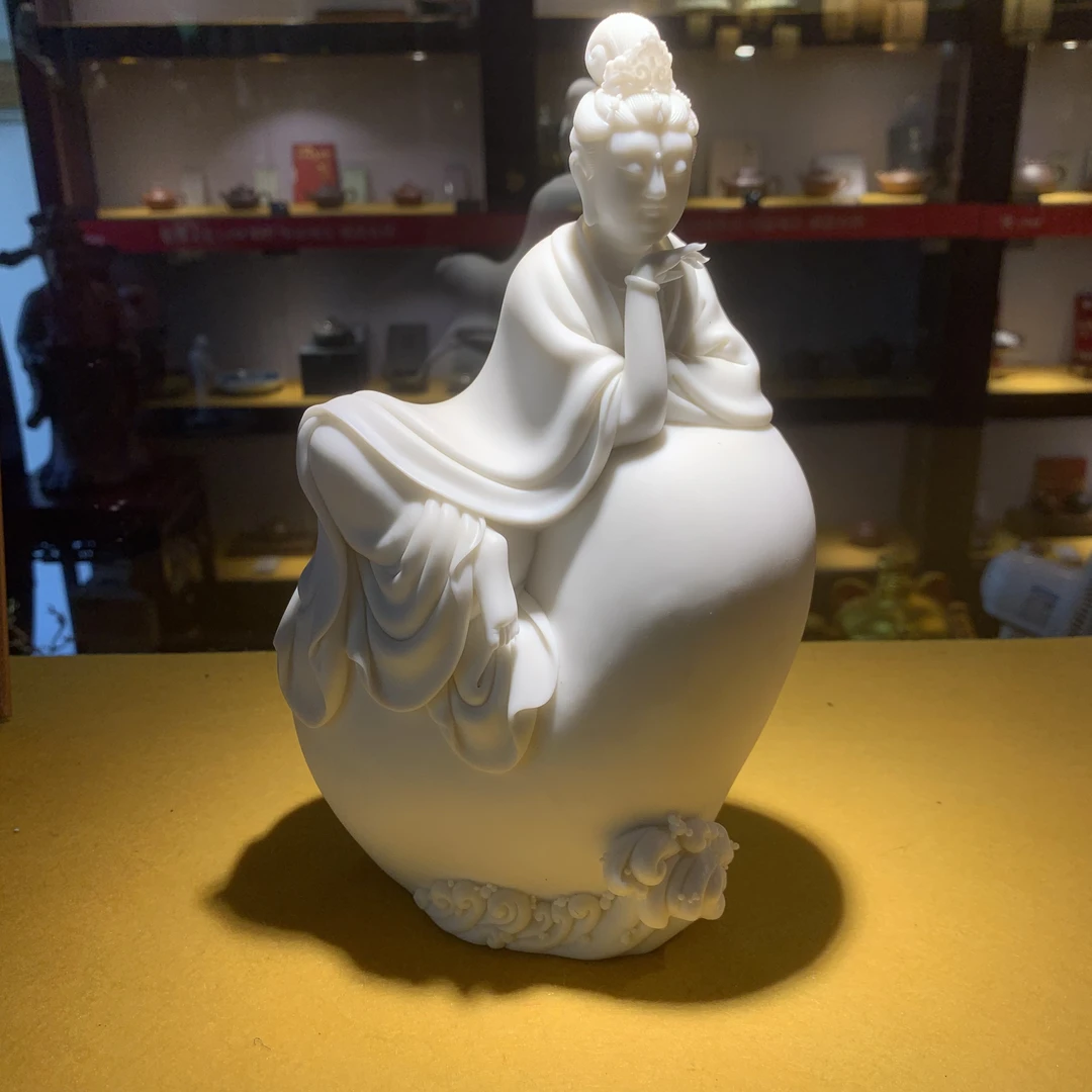 游戏观音中式陶瓷德化白瓷手工工艺品雕塑创意家用观音菩萨观世音