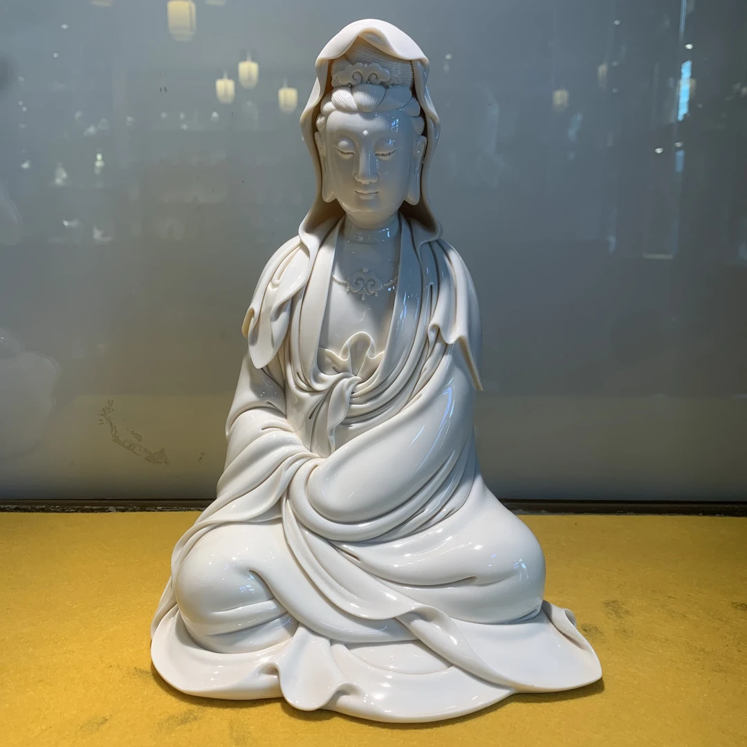 披坐观音陶瓷德化白瓷工艺品雕塑观音菩萨