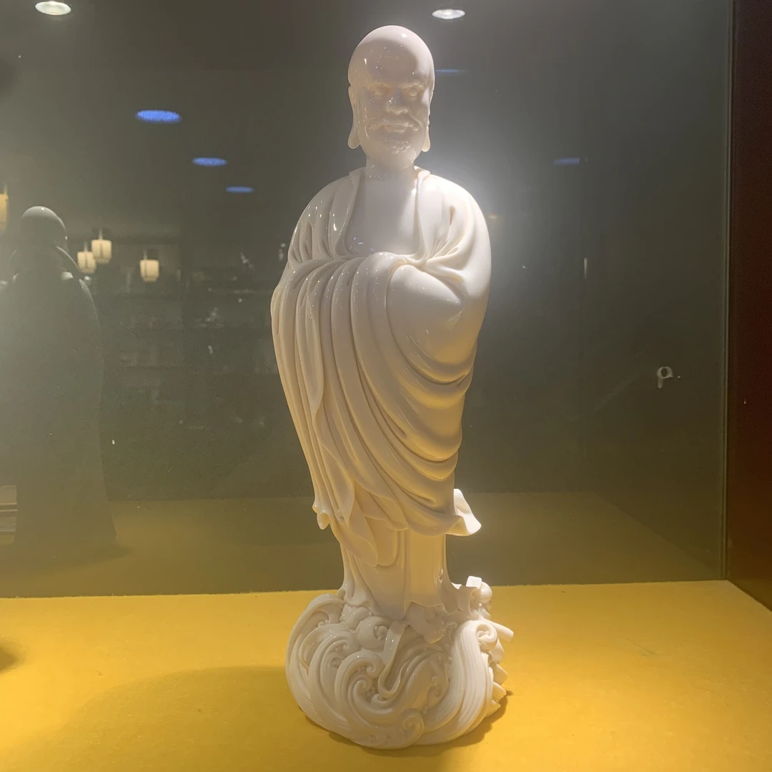 渡江达摩创意手工德化白瓷陶瓷中式工艺品雕塑家用
