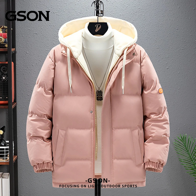 集团品牌GSON棉服男冬季户外棉衣外套男加厚连帽宽松保暖情侣棉袄