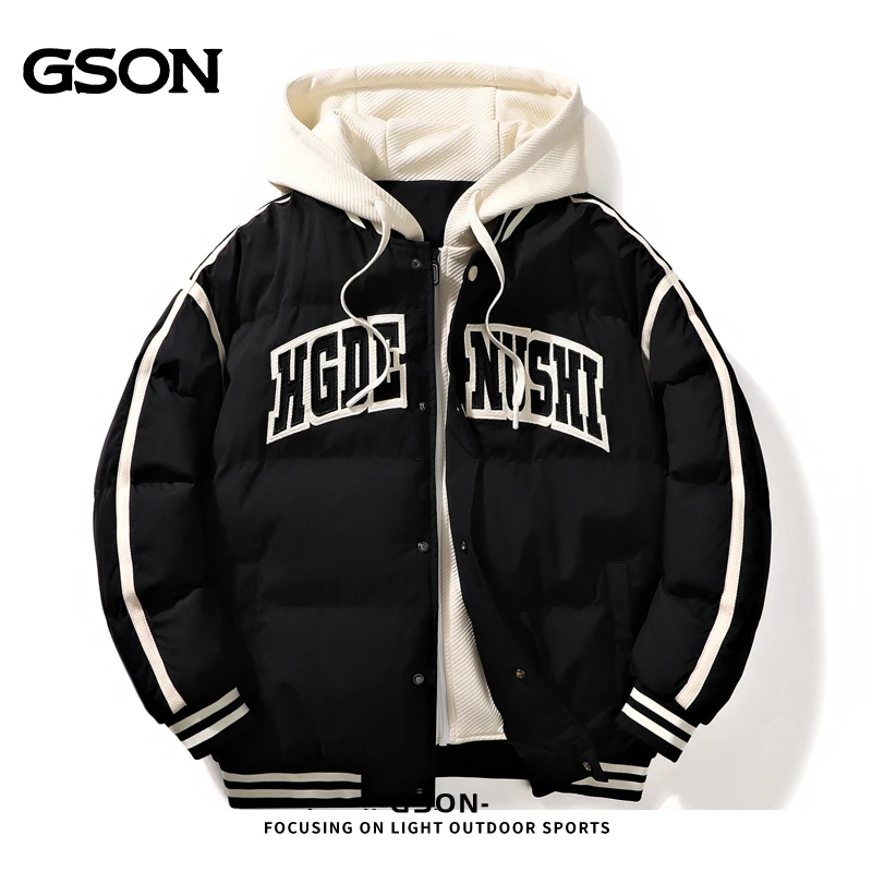 品牌优选GSON男士棉服冬季加厚连帽新款棉衣面包服潮流棉袄外套