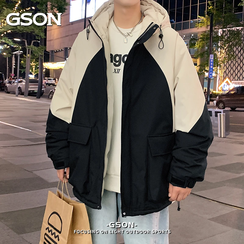 集团品牌GSON棉服男冬季加厚棉衣外套休闲宽松连帽保暖潮流棉袄子