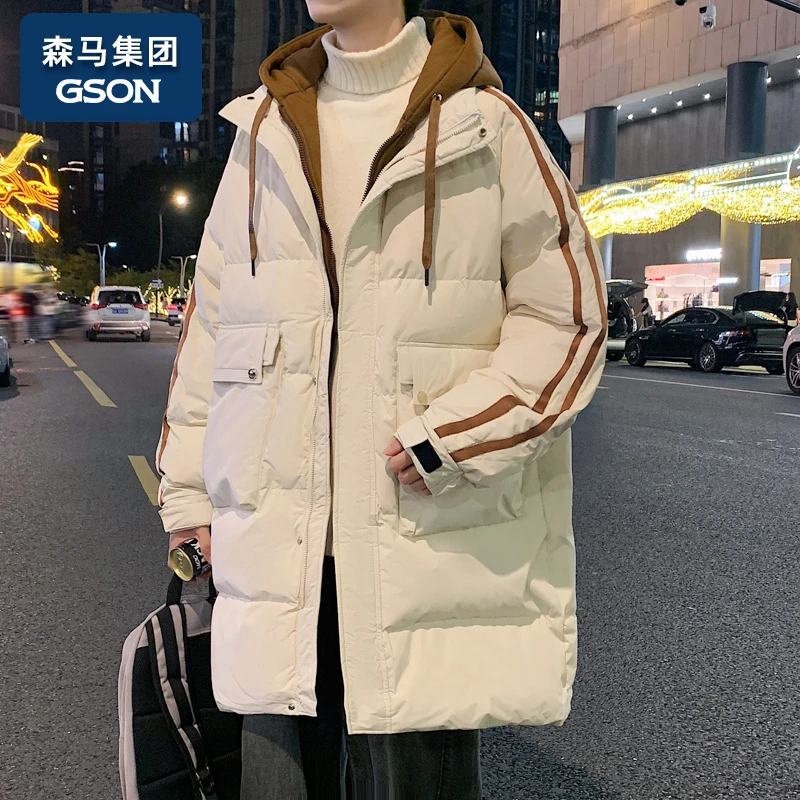 品牌集团GSON羽绒服男士2024冬季新品中长款连帽时尚百搭保暖外套