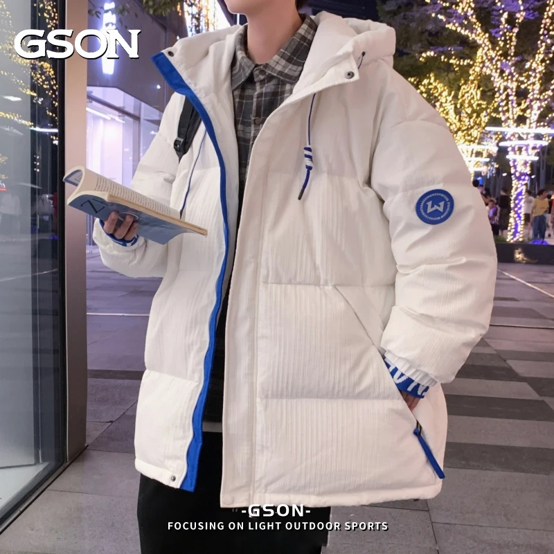 森馬集团GSON2023冬季羽绒服男保暖休闲宽松学生外套韩版白鸭绒