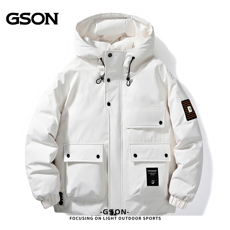 森馬集团GSON羽绒服男冬季短款加厚工装青少年宽松外套男生面包服