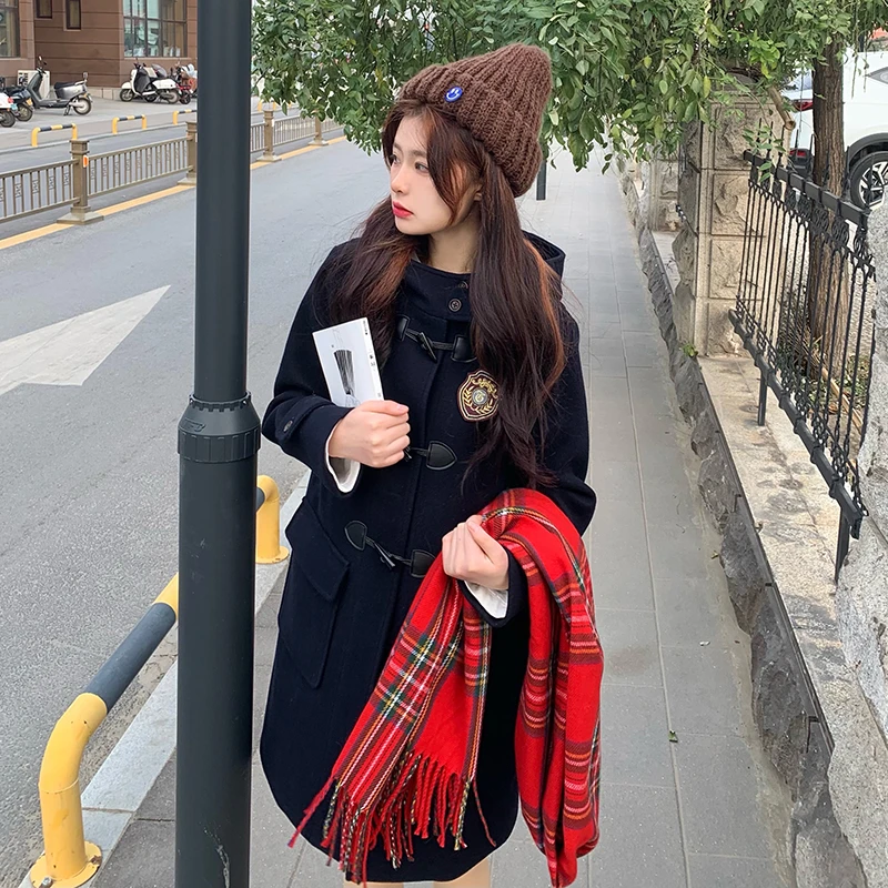 东京岁时记jk原创冬季校供女学生长款毛呢外套牛角扣大衣神明少女