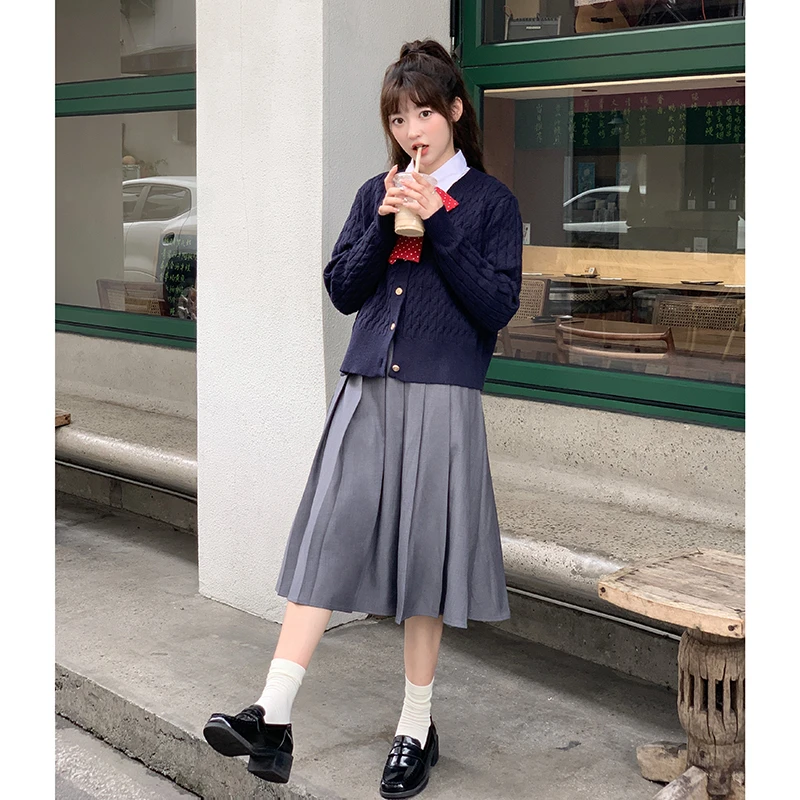 东京岁时记jk冬季长袖慵懒风针织开衫毛衣女秋冬2024新款外套