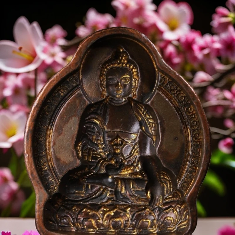 藏传臻品罕见老包浆老年份高清阿閦佛描金擦模佛